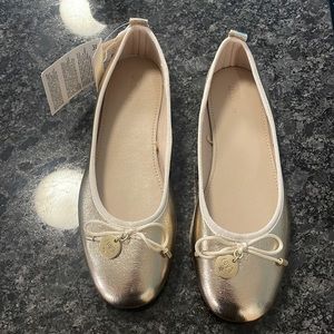 Nwt girls gold zara ballet flat 3.5 35